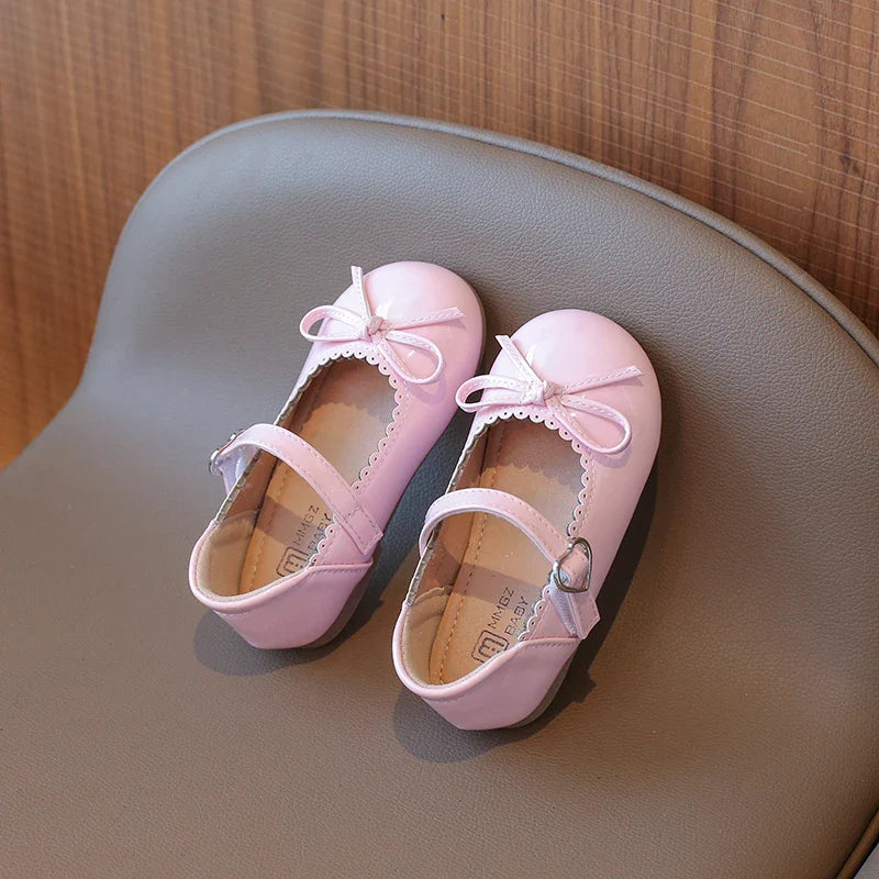 Summer Girl's Princess Shoes Bowknot Round Toe Hook-loop Shallow Cute Daily Kid's Flat Shoe Solid Colors Anti-slip Children Shoe