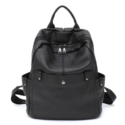 Soft Genuine Cowhide Daily Backpack Women Men Spacious Multi Pockets Fashion Casual Versatile Knapsack Travel Business College