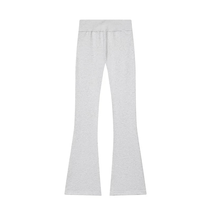 Women's Suits Flare Pants Sets 2 Piece Set Fleece Elastic Waist Trouser Suit Cropped Sweatshirts Jacket Two-Piece Set