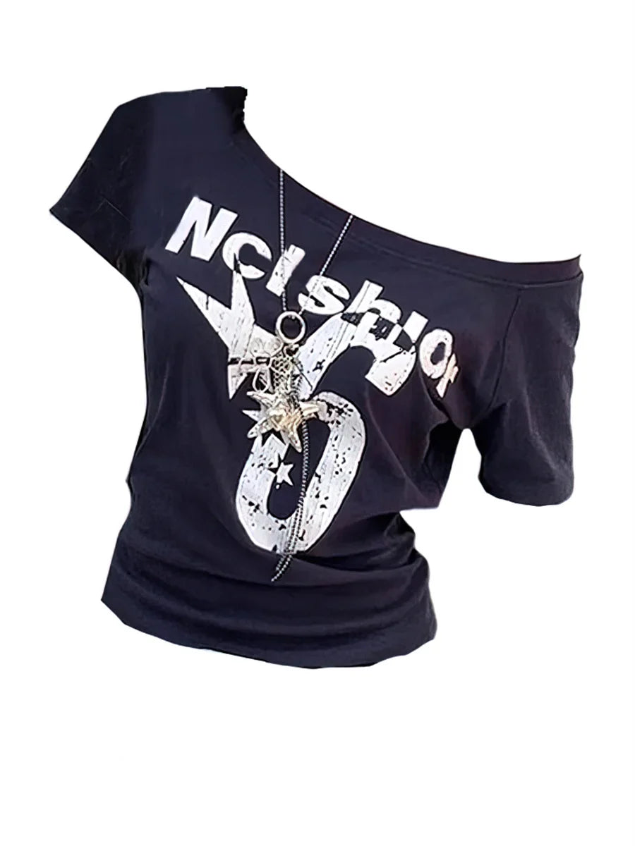 Camiseta Y2K Sexy Oversize Feminina Streetwear Estampada Manga Longa Básica Blusa Feminina Outono 2025 Inverno Coreana Moda Camisa Oversized