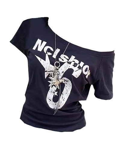 Camiseta Y2K Sexy Oversize Feminina Streetwear Estampada Manga Longa Básica Blusa Feminina Outono 2025 Inverno Coreana Moda Camisa Oversized