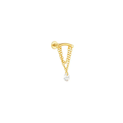 1PC Four Pointed Star Moon Tassel Lotus Cartilage Spiral Puncture 925 Sterling Silver Stud Earring For Women Ins Earring
