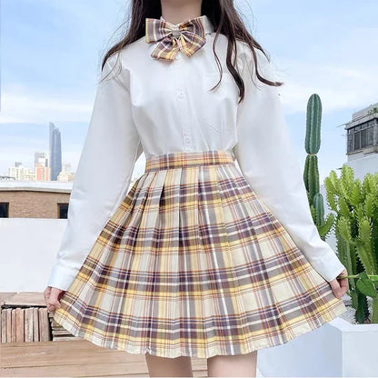 Plaid Women Pleated Skirt Bow Knot Summer High Waist Preppy Girls Dance Mini Skirt Cute A Line Harajuku Sexy Japan Faldas