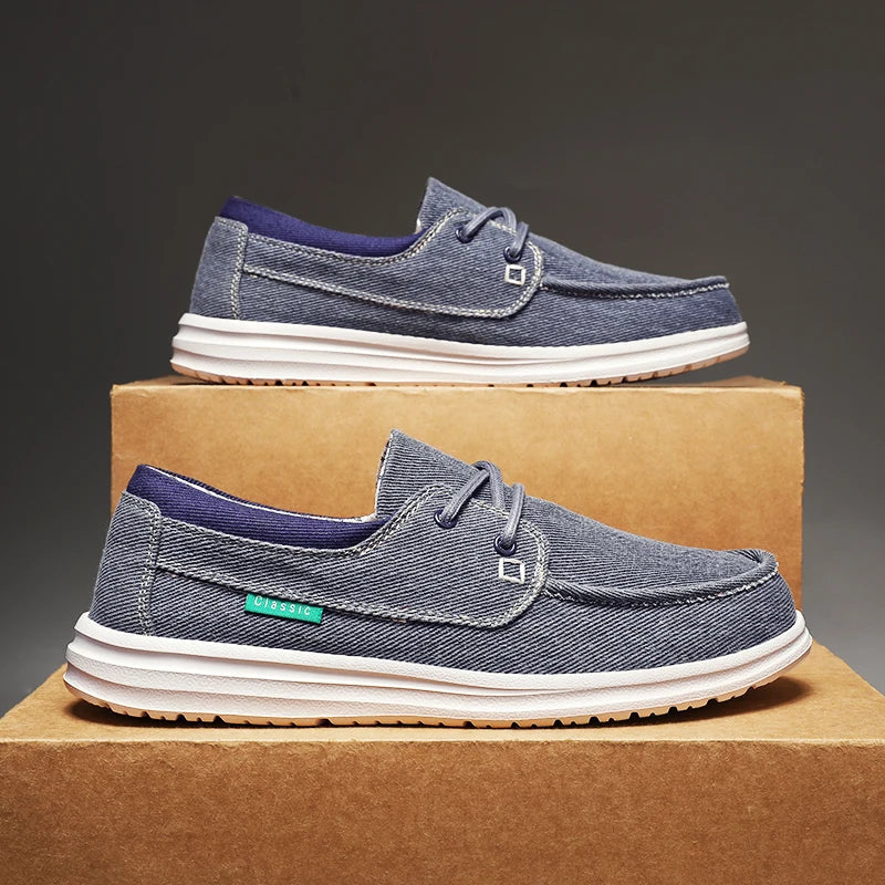 Men's Canvas Shoes Retro Loafers Lightweight Flats Leisure Footwear Male Summer Moccasin Men Casual Business Shoe