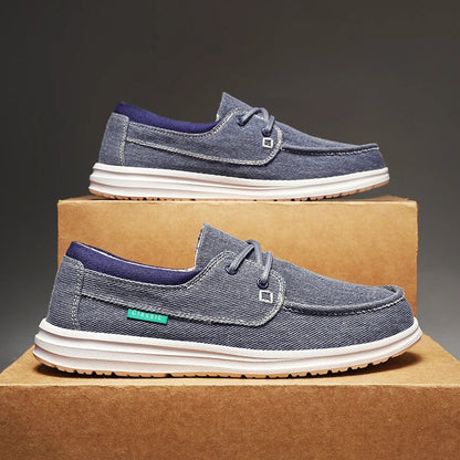 Men's Canvas Shoes Retro Loafers Lightweight Flats Leisure Footwear Male Summer Moccasin Men Casual Business Shoe