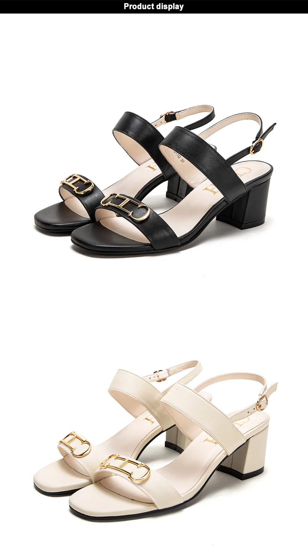 2024 Summer New Women's Sandals Mid Heel Casual Shoes Sandals Black White Thin Strap Adjustable