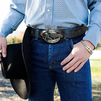 Western men's denim belt retro belt eagle belt buckle hip-hop personality retro style unisex matching jeans/casual pants belt