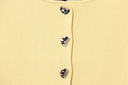 Vintage Casual Chic Yellow Women Cami Tops Solid Single Breasted Sleeveless Vest Fashion 2025 Spring Summer Holiday Tops