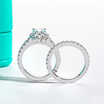 3ct Pear Cut D Color Moissanite Halo Bridal Ring Set Wedding Band Silver Rings Anniversary Jewelry Gift Wholesale