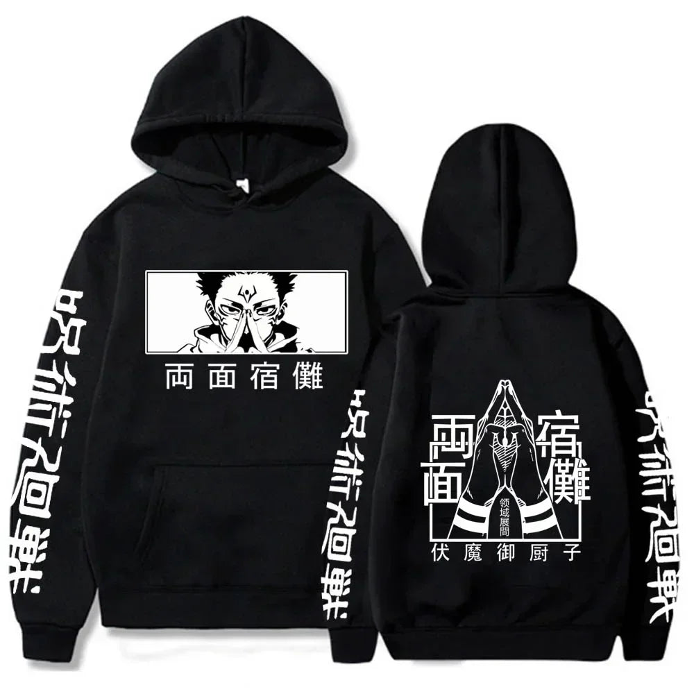 Latest anime printed hoodie spell battle hoodie Harajuku autumn and winter streetwear tiger cane Yuren casual hoodie