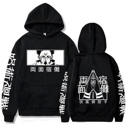 Latest anime printed hoodie spell battle hoodie Harajuku autumn and winter streetwear tiger cane Yuren casual hoodie