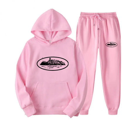 Loose Unisex Fleece-lined Printed Sweatshirt Hoodie Set Devil Prisoner Pattern New Female Casual Comfortable T