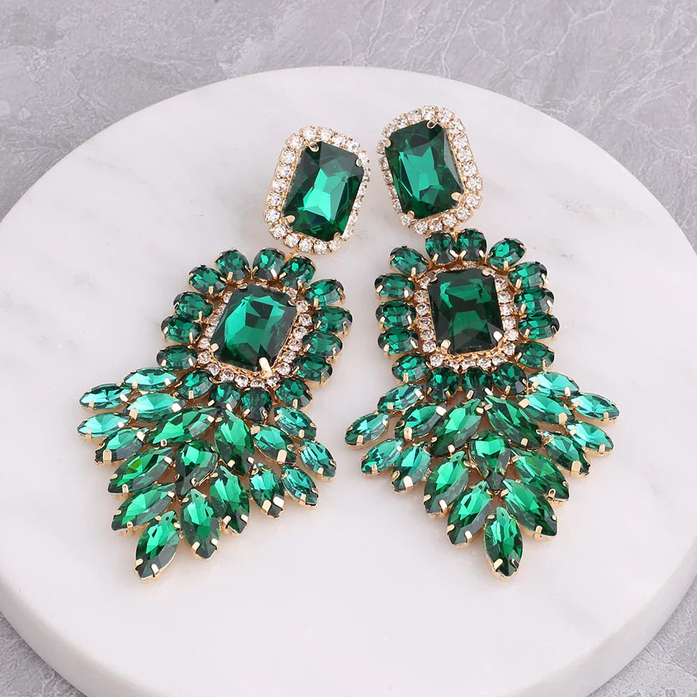 New Crystal Dangle Earrings For Women Rhinestone Earrings Weddings Ladies Party Fashion Jewelry Accessories Wholesale Gifts