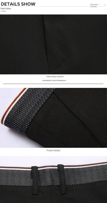 Classic Black Men's Office Dress Pants for Business Formal Fashionable Slim Fit Men's Suit Pants Casual Trousers Plus Size 28-40