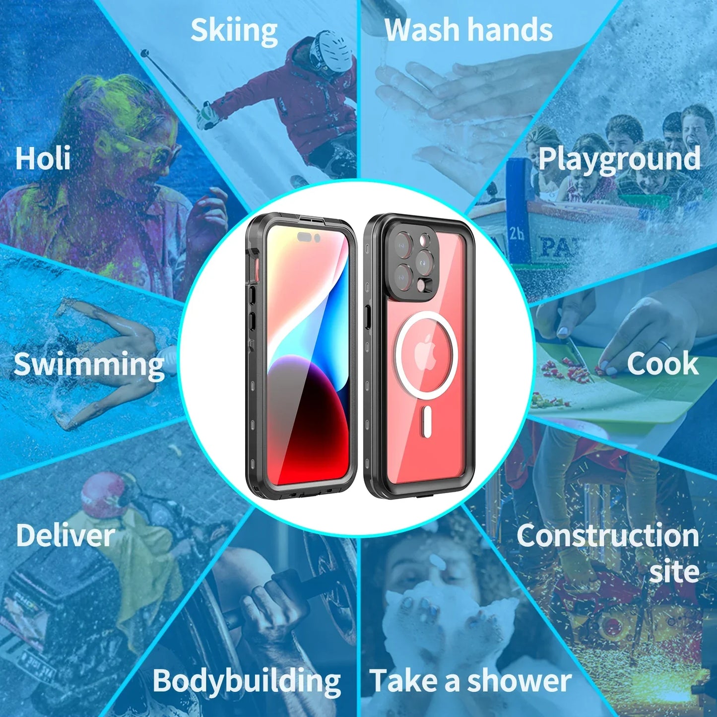 Hot sales 360 full coverage shockproof dustproof IP68 professional waterproof phone case for iPhone15pro 13 14promax 15