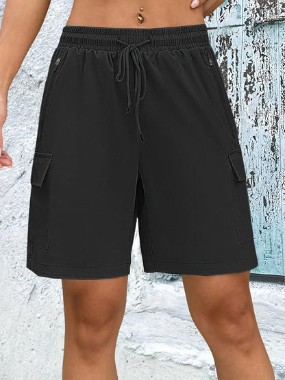 1/2 PCS  Loose Women Shorts with 2 Flap Pockets Adjustable Drawstring Cargo Short Outdoor Quick Dry Lightweight Shorts