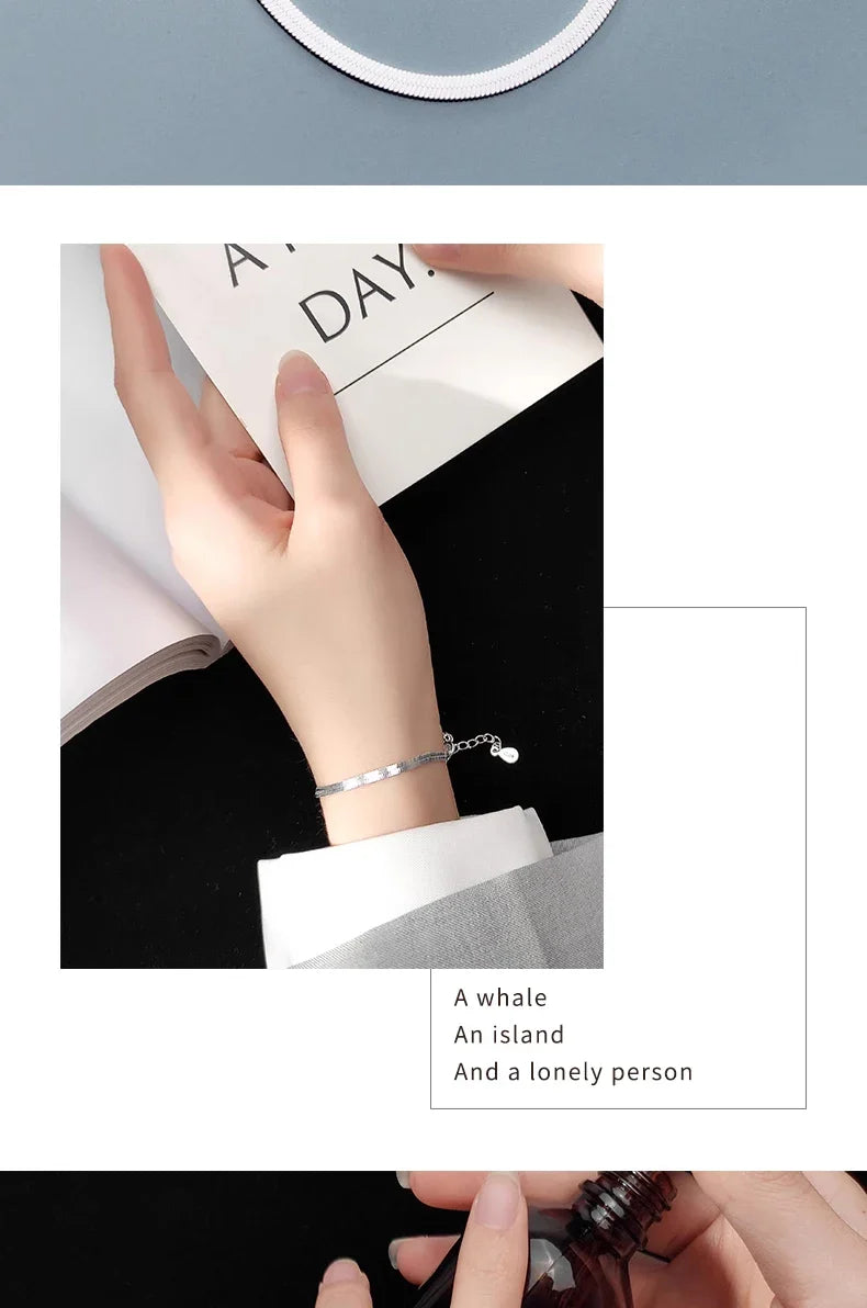 Classic 925 Sterling Silver Charm Braceket or Anklet for Women Adjustable Snake Bone Chain Fine Jewelry 2020 Design
