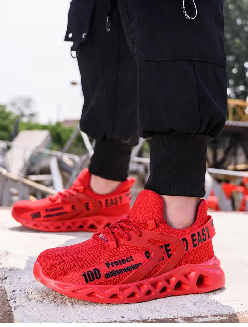 Work Safety Shoes For Men Lightweight Protective Work Sneakers Lightweight Men Shoes Breathable Shoes Anti-Puncture Work Shoe