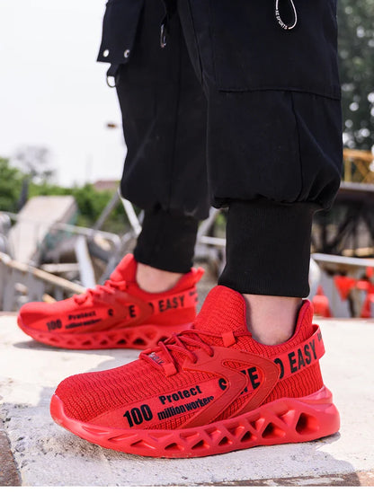Work Safety Shoes For Men Lightweight Protective Work Sneakers Lightweight Men Shoes Breathable Shoes Anti-Puncture Work Shoe