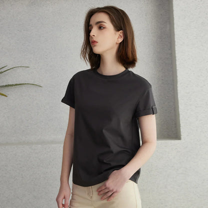 Summer Short Sleeved Clothes Premium Luxury Women's Clothing Combed Cotton Tshirts pima cotton Tee Shirt