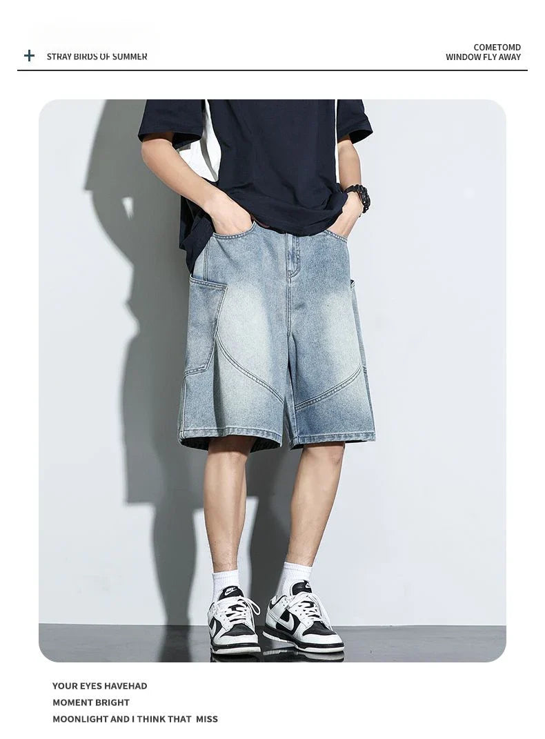 Baggy Denim Shorts Fashion Casual Straight Harajuku Jeans
