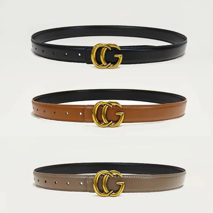 High Quality Luxury Designer Women's Fashion Genuine Leather Belts Female CG Letter Buckle  Dress Jeans Belts For Woman Elegant