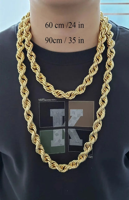 60cm 24in Punk Thick Chain Bicolor Gold-Plated Necklace For Men Women Hip Hop Luxury Copper Chain Dubai Jewelry Neck Party Gift