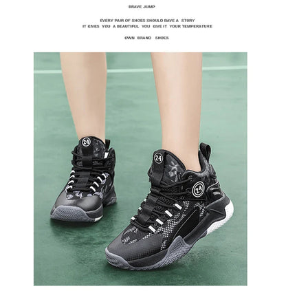 Kids Basketball Shoes Legendary Number Children's Anti-Slip Breathable Outdoor Sports Sneakers for Boys Daily Training Exercise