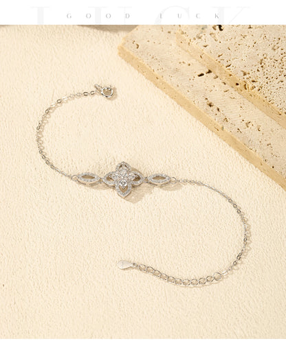 925 Sterling Silver Luxury Flowers Pendant Necklace Classic Daily Wear Jewelry Sets For Women Fine Bracelet