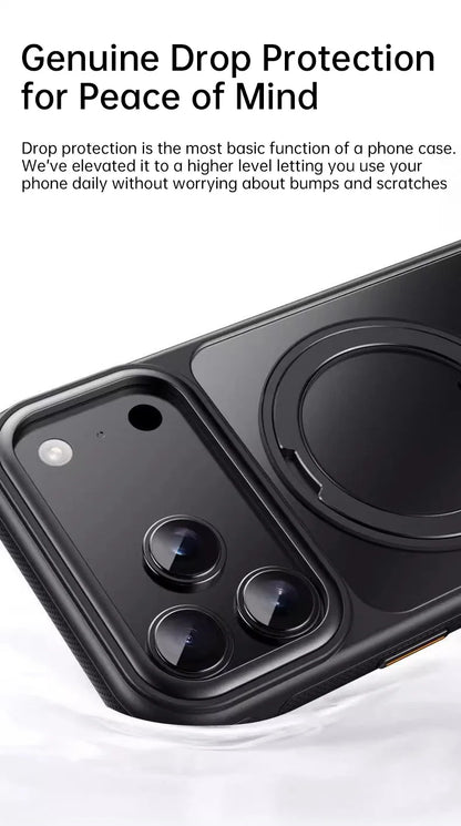 360 Rotatable Ring Phone Case Magnetic for Magsafe For iPhone 17 16 15 14 Pro Max Ring Holder Kickstand Hard Cover