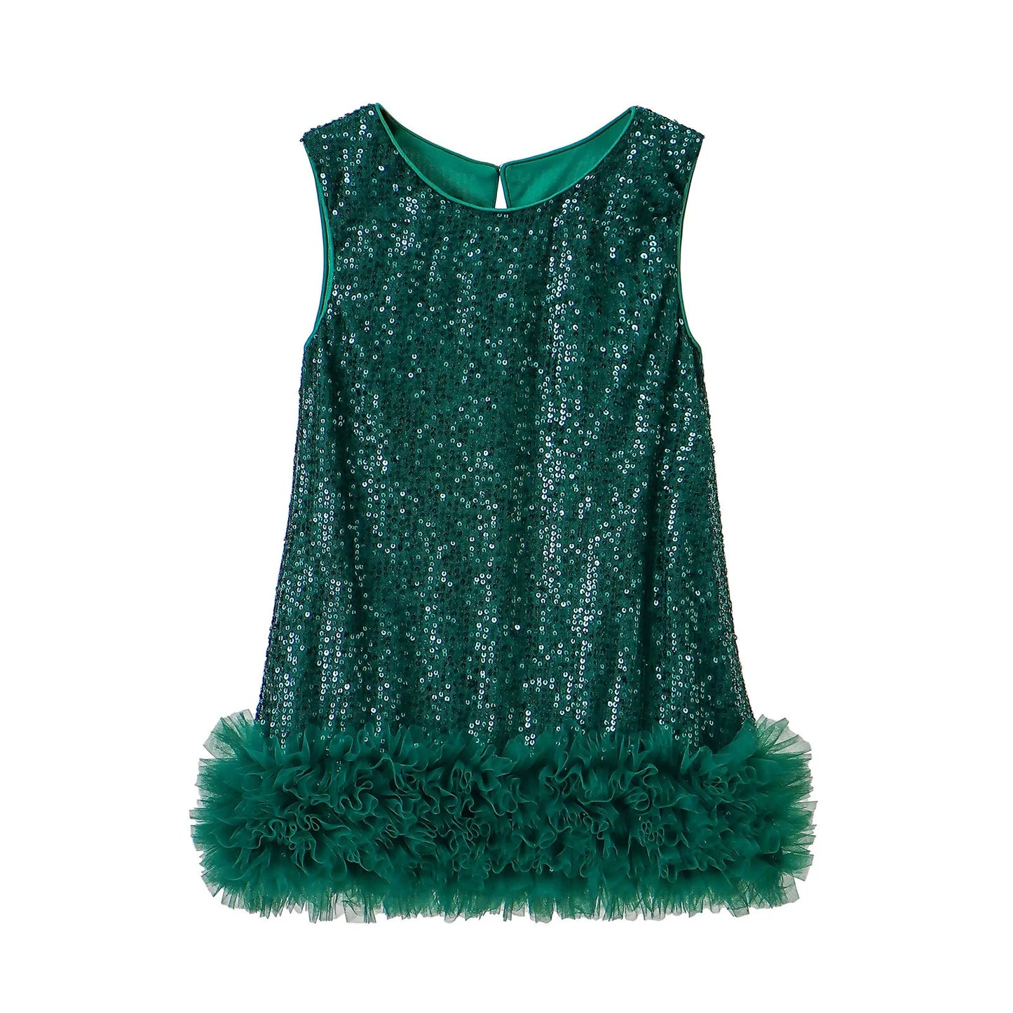 Novo Vestido Infantil Tutu de Malha Brilhante Sem Mangas Princesa para Festas Fantasia de Performance para Crianças