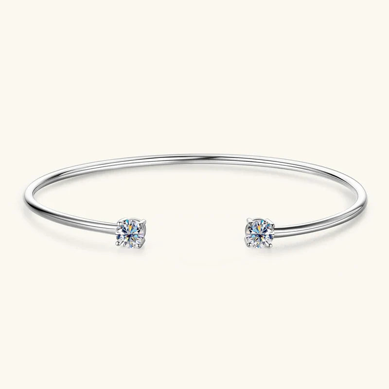 5mm 0.5ct D Moissanite Diamond Cuff Bangle for Women Wedding Bracelet Real Silver 925 Open Bangle Engagement Fine Jewelry