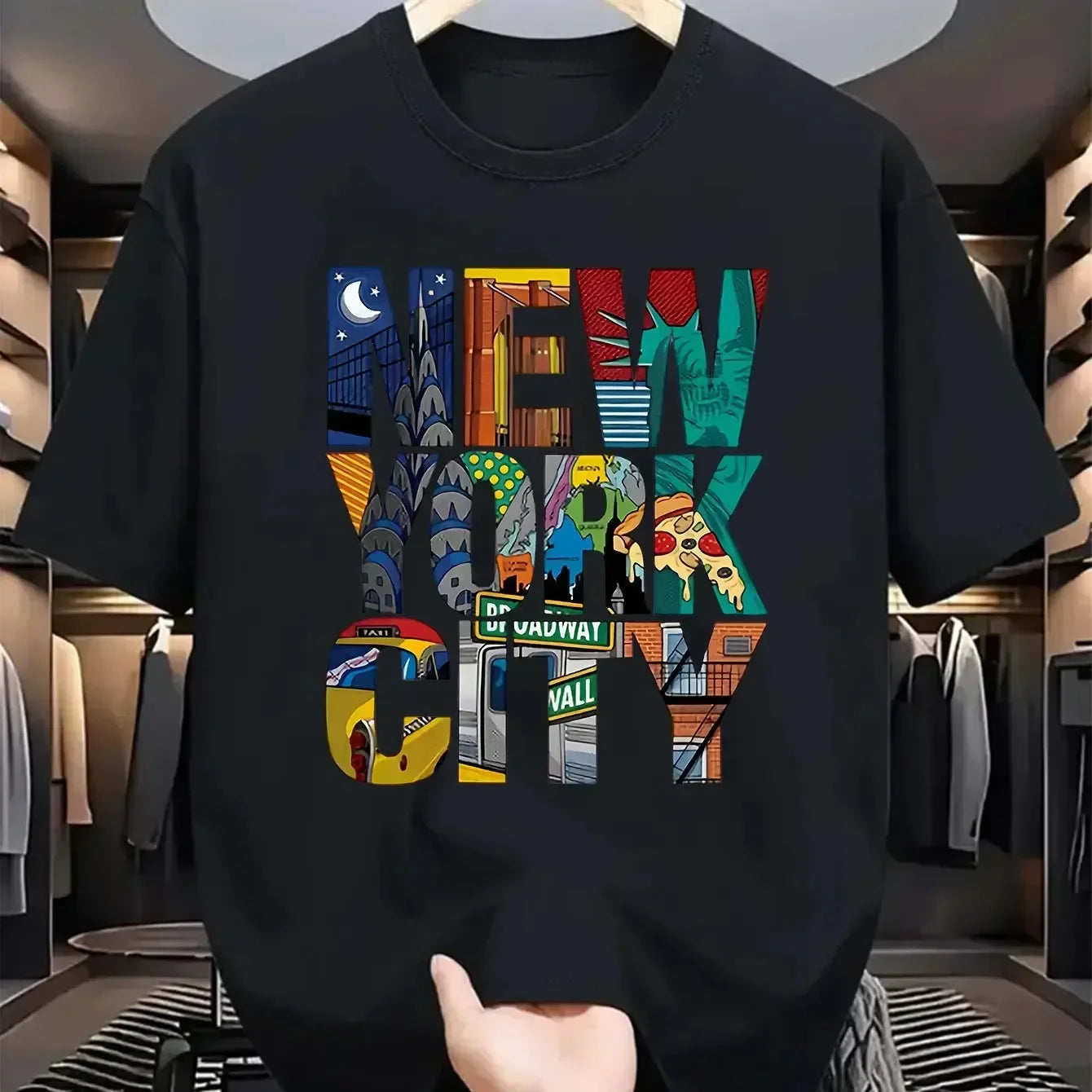 Fashion Men's New Letter Printed T-shirt Summer Breathable Casual Tops Trendy Crew Neck Short Sleeve Street Men's Clothing