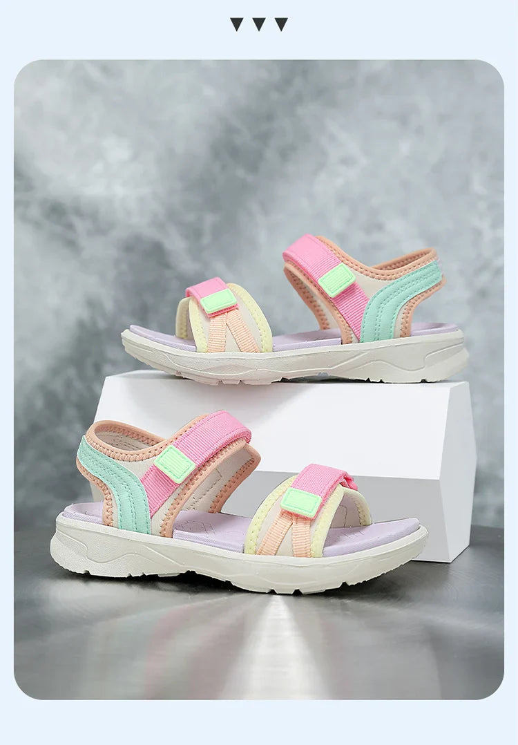 Children Casual Flat Sandals For Girls Summer Beach Shoes Breathable Open Toe Non-Slip Outdoor Kids Walking Sandials