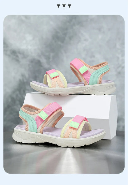 Children Casual Flat Sandals For Girls Summer Beach Shoes Breathable Open Toe Non-Slip Outdoor Kids Walking Sandials