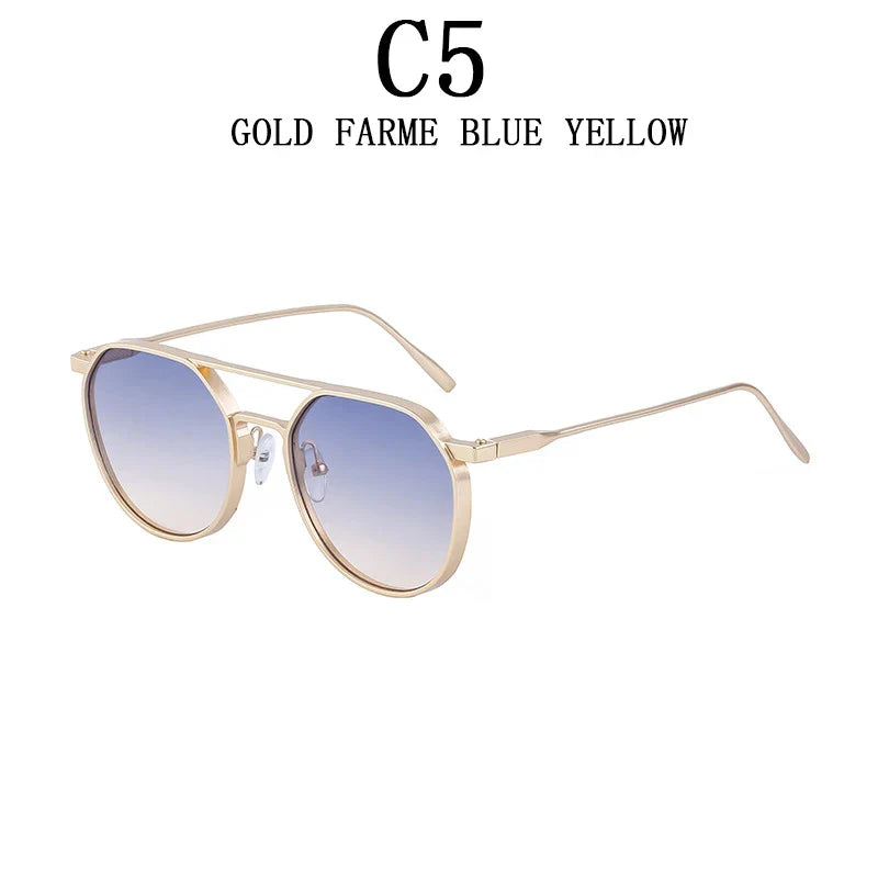 Sunglasses For Men Retro Oval Steampunk Round Shades Luxury Lunette