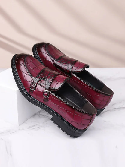 Classic Leather Men's Loafer Shoes Slip-on Double Buckles Green Black Shoes Wedding Party Formal Shoes for Men Zapatillas Male