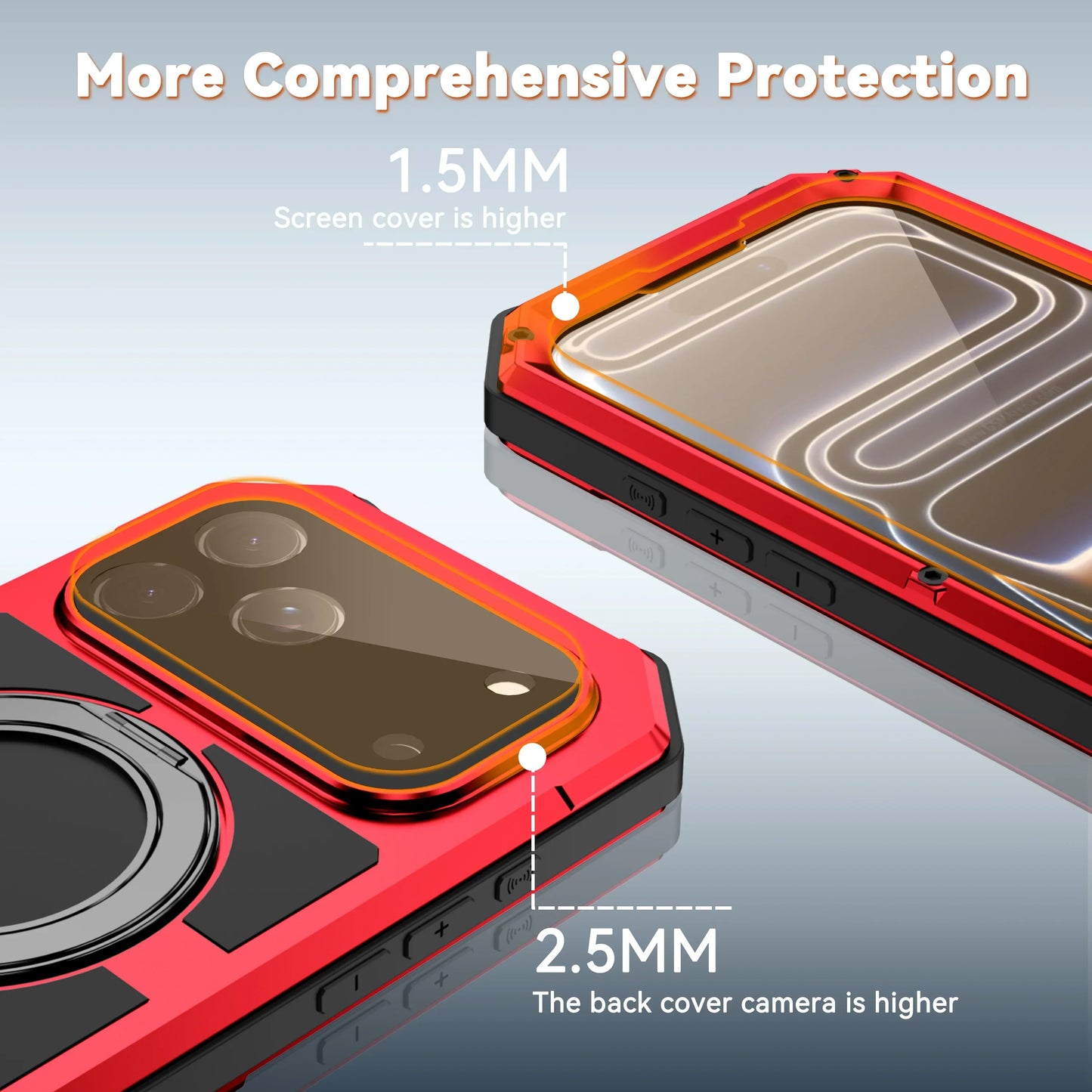 Metal Bracket Magnetic Aluminum Case For iPhone 17 Pro Max Built-in Kickstand Glass Screen Protection Screws Bumper Cover