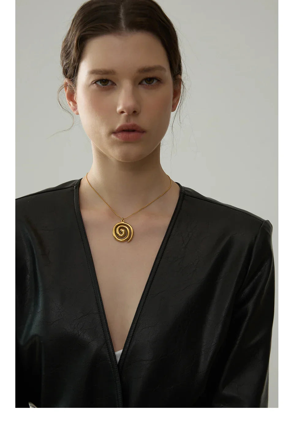 Trendy Stainless Steel Round Circle Pendant Necklace 18K PVD Plated Waterproof Statement Neck Jewelry Bijoux Femme New