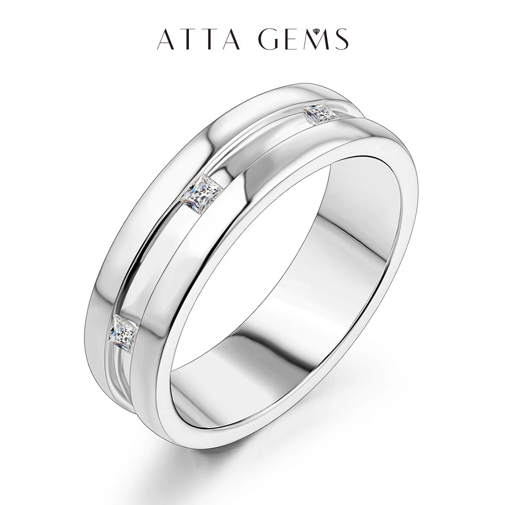 Princess Square Cut D Color Moissanite 18K White Gold Plated Engagement Wedding Band Moissanite Lab Grown Diamond Ring for Women