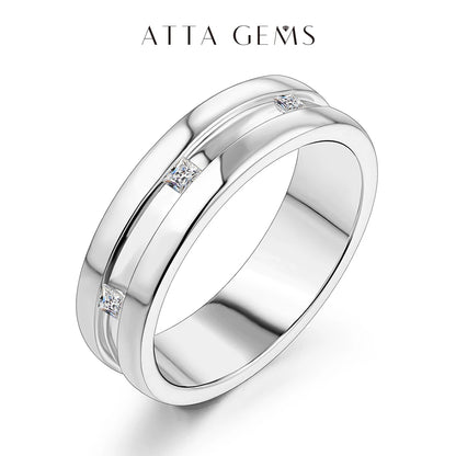Princess Square Cut D Color Moissanite 18K White Gold Plated Engagement Wedding Band Moissanite Lab Grown Diamond Ring for Women