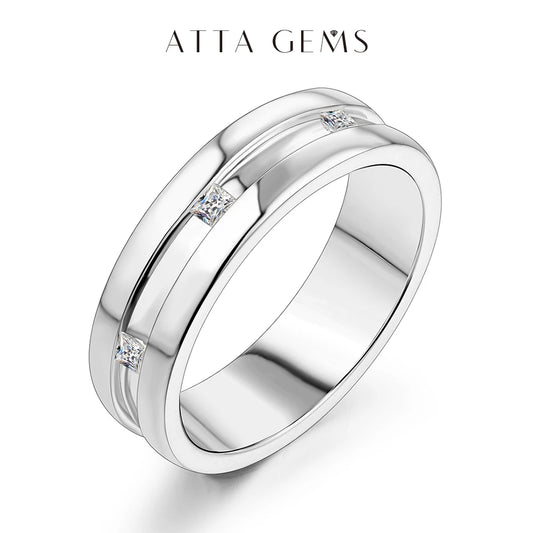 Princess Square Cut D Color Moissanite 18K White Gold Plated Engagement Wedding Band Moissanite Lab Grown Diamond Ring for Women