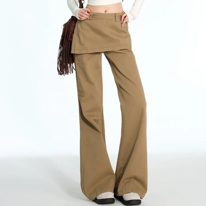 Calça Jeans Plus Size Falsa de Duas Peças Retrô Cortina Fart