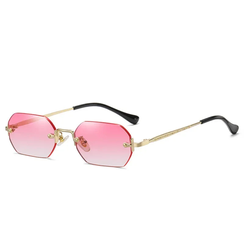 Rimless Rectangle Sunglasses – UV400 Gold Frame | Men & Women