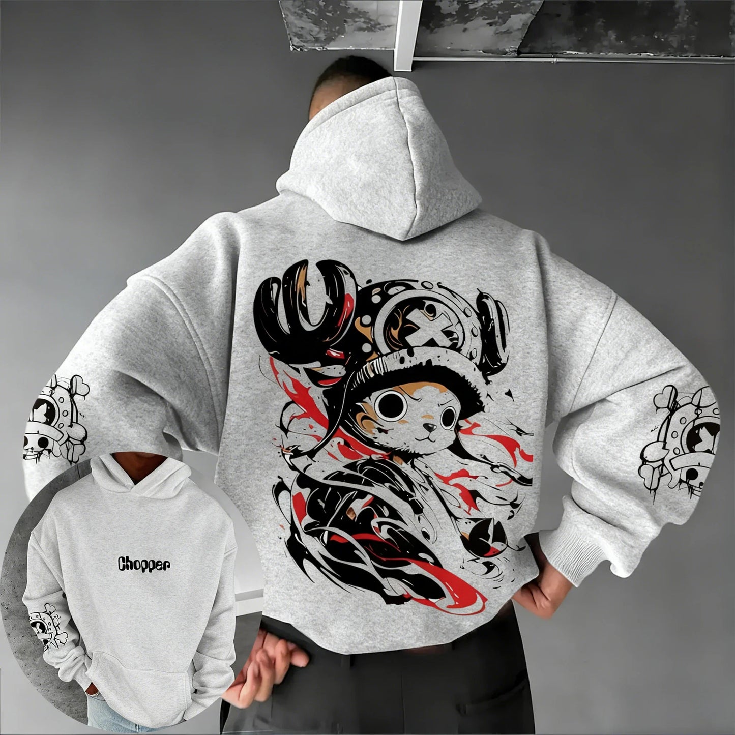 Men's Hoodies  New Tony Tony Chopper Anime Printed Loose Casual Street Hip Hop Parent Child Top