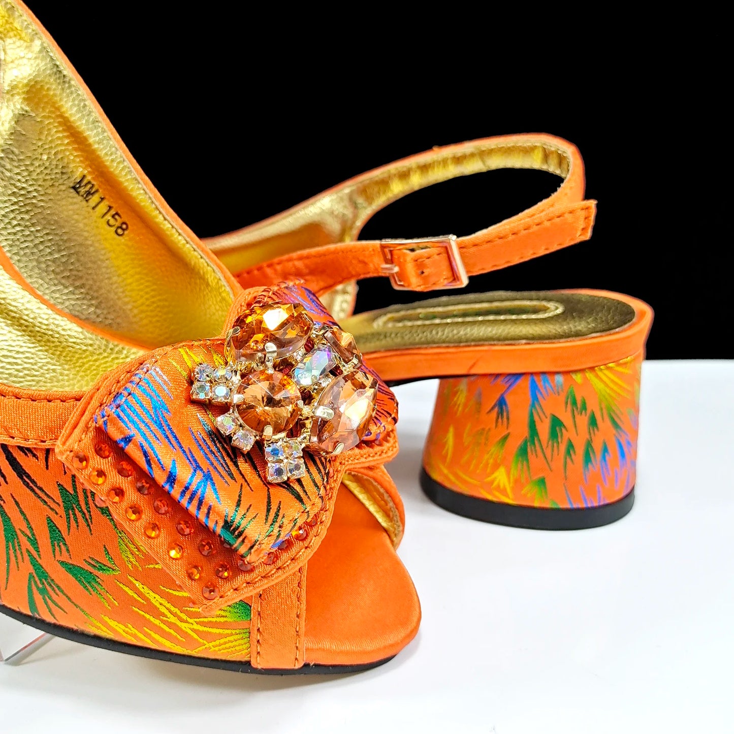 Italian Design Color Matching Rhinestone Comfortable High Heel Shoes And Bag Fashion Style Pointed-Toe Shoes For Women