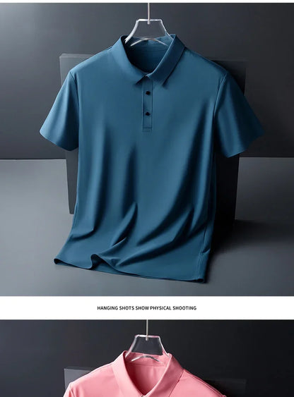 10 Color Men's Thin Polo Shirt Summer New Ice Silk Popular Business Casual Breathable Lapel Polo Shirt for Man Brand Clothing