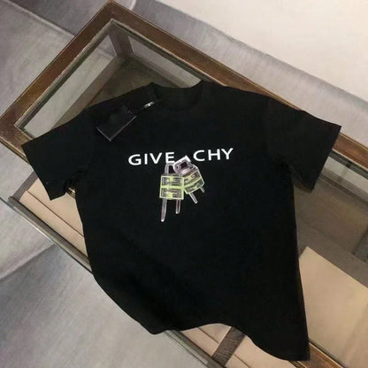 LZJSHOP2025gicechy Loose Summer Casual Light Luxury Short Sleeve Top New Round Neck Printed Same Style Letter Unisex T-Shirt