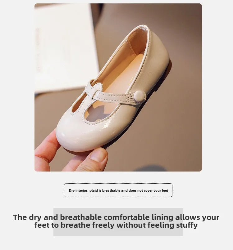2025 new style soft soled leather shoes for little girls, fashionable and versatile princess shoes, children's college style