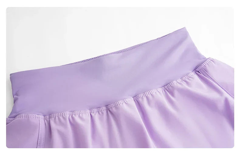 Yoga Shorts Women Summer Fake Two Piece High Waist Loose Gym Shorts With Pocket Ladies Lightweight Fitness Running Clothes